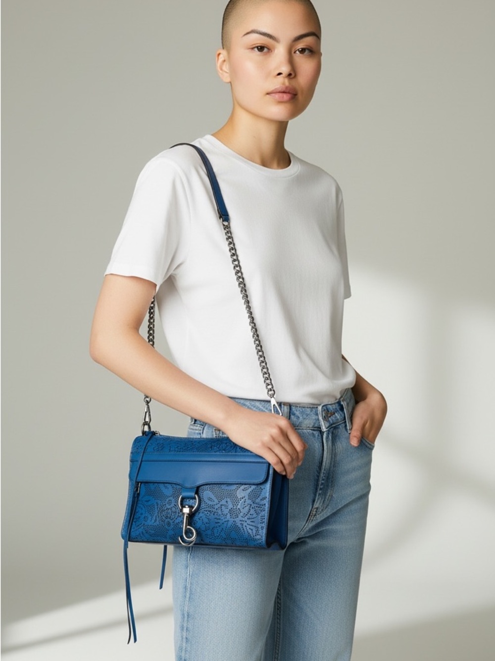 Rebecca Minkoff Laser CutBlue Cobalt Blue Leather Crossbody Bag